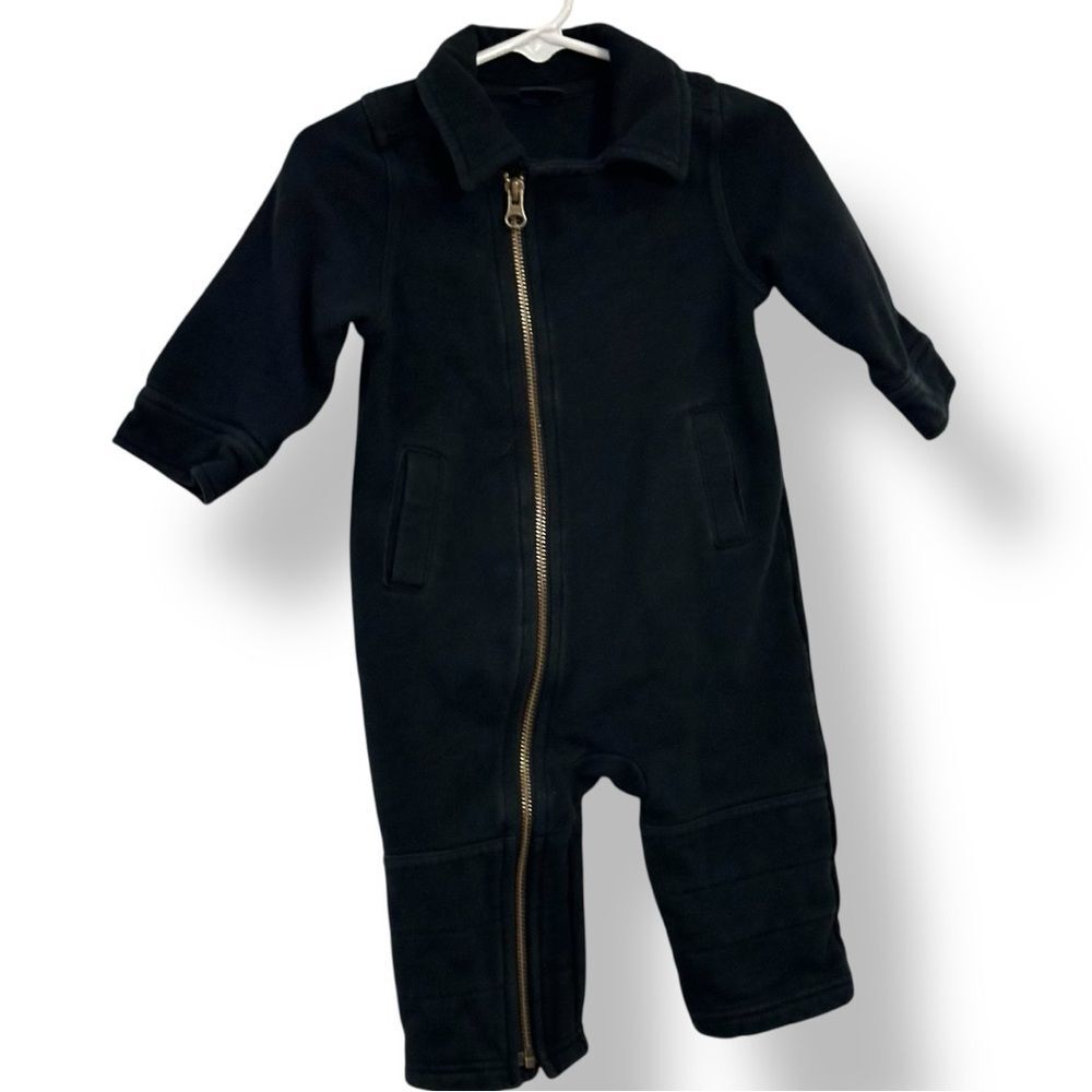Baby GAP Black One Piece Outfit Infant 6-12 Month Gold Zipper Bougie Moto Romper